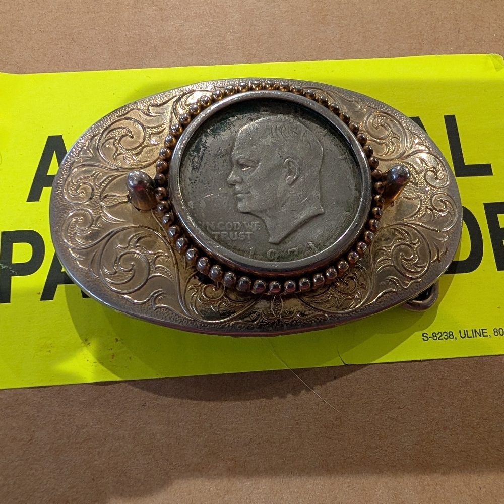 Vtg. Eisenhower Dollar Belt Buckle